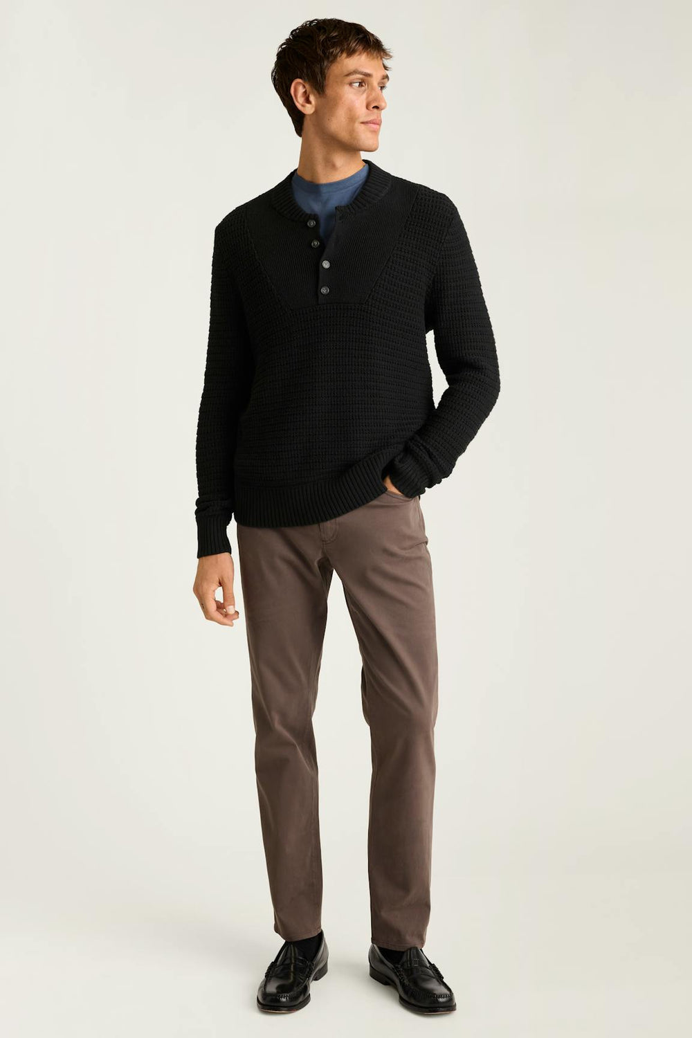 Cotton Cashmere Henley Sweater / Bonobos For Sale