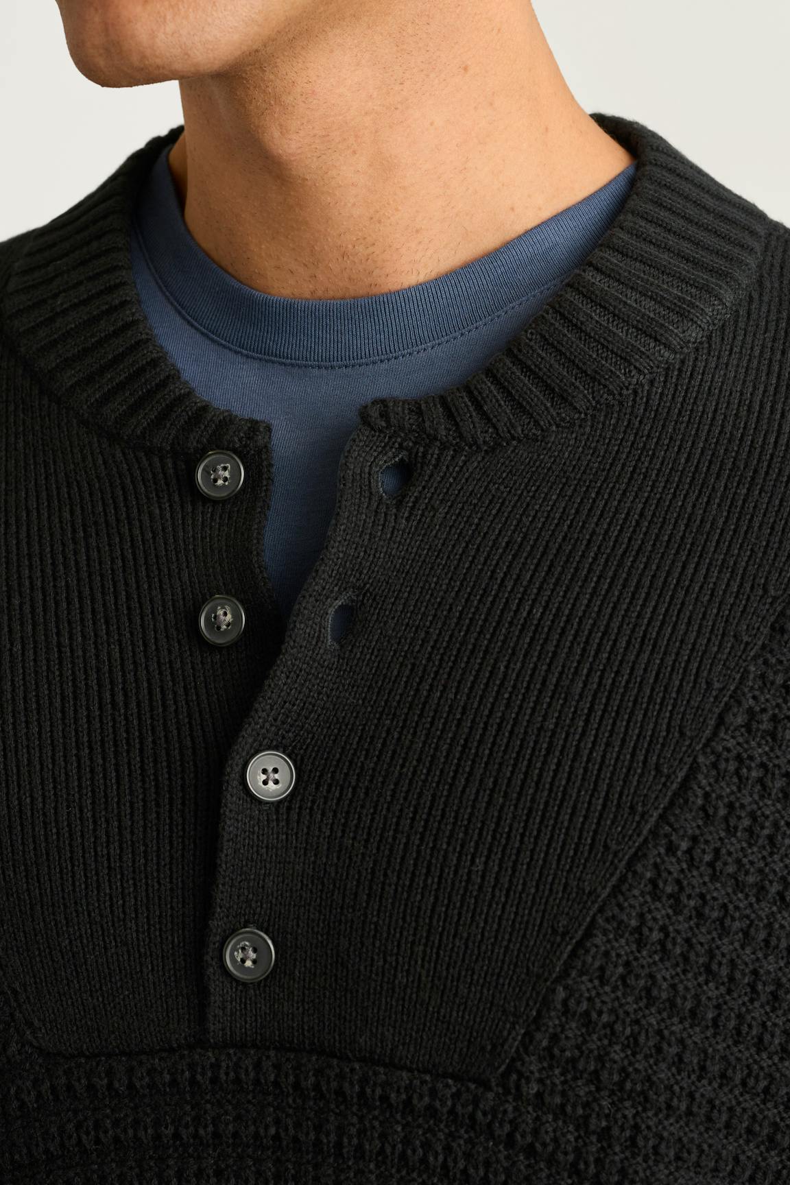 Cotton Cashmere Henley Sweater / Bonobos For Sale