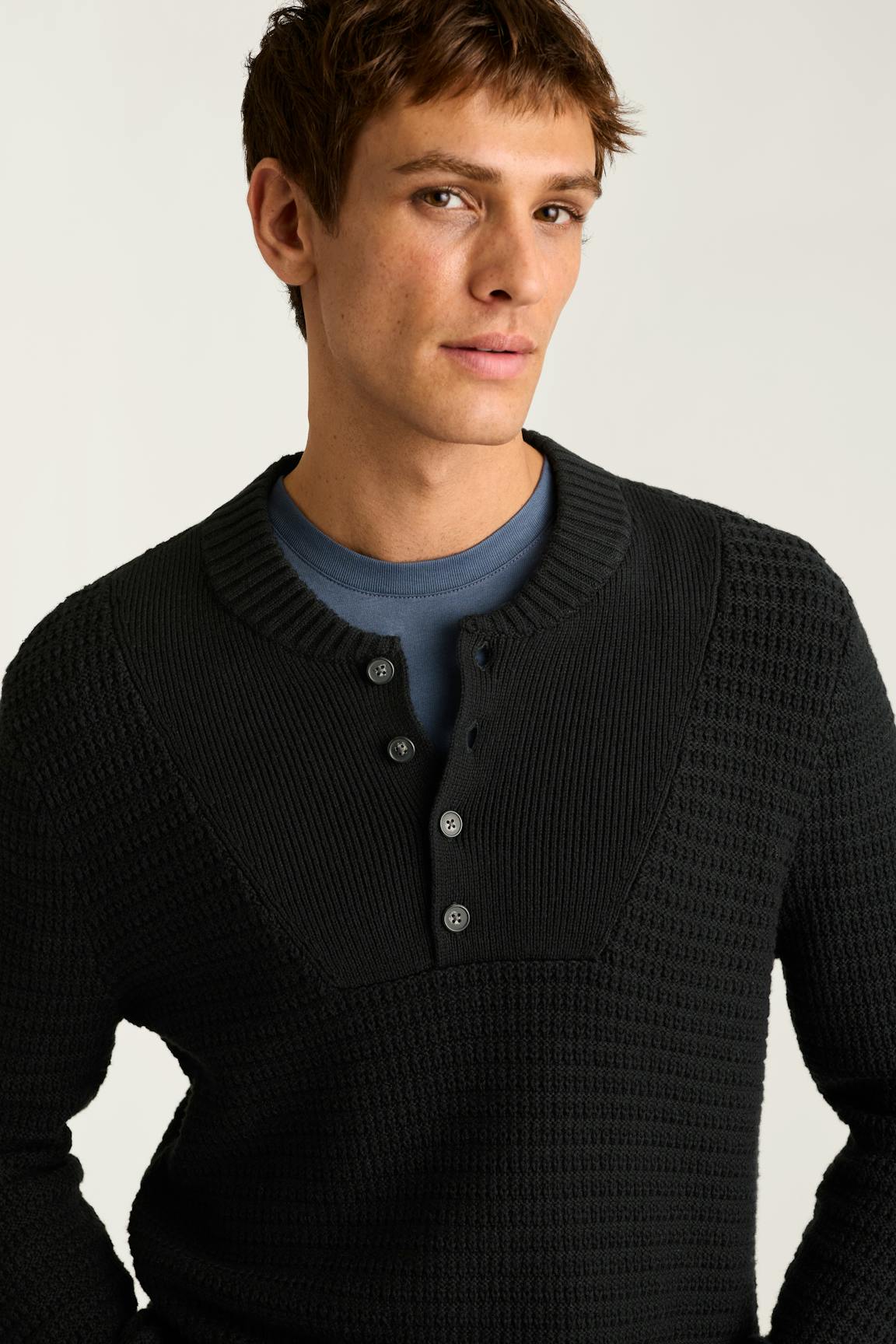 Cotton Cashmere Henley Sweater / Bonobos For Sale