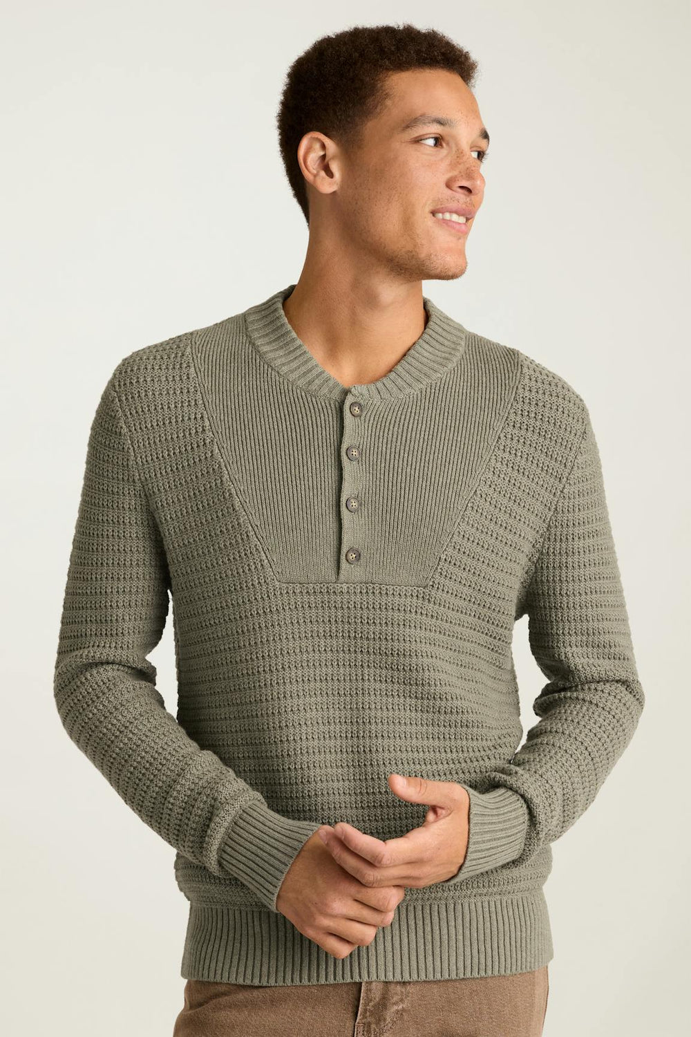 Cotton Cashmere Henley Sweater / Bonobos For Sale