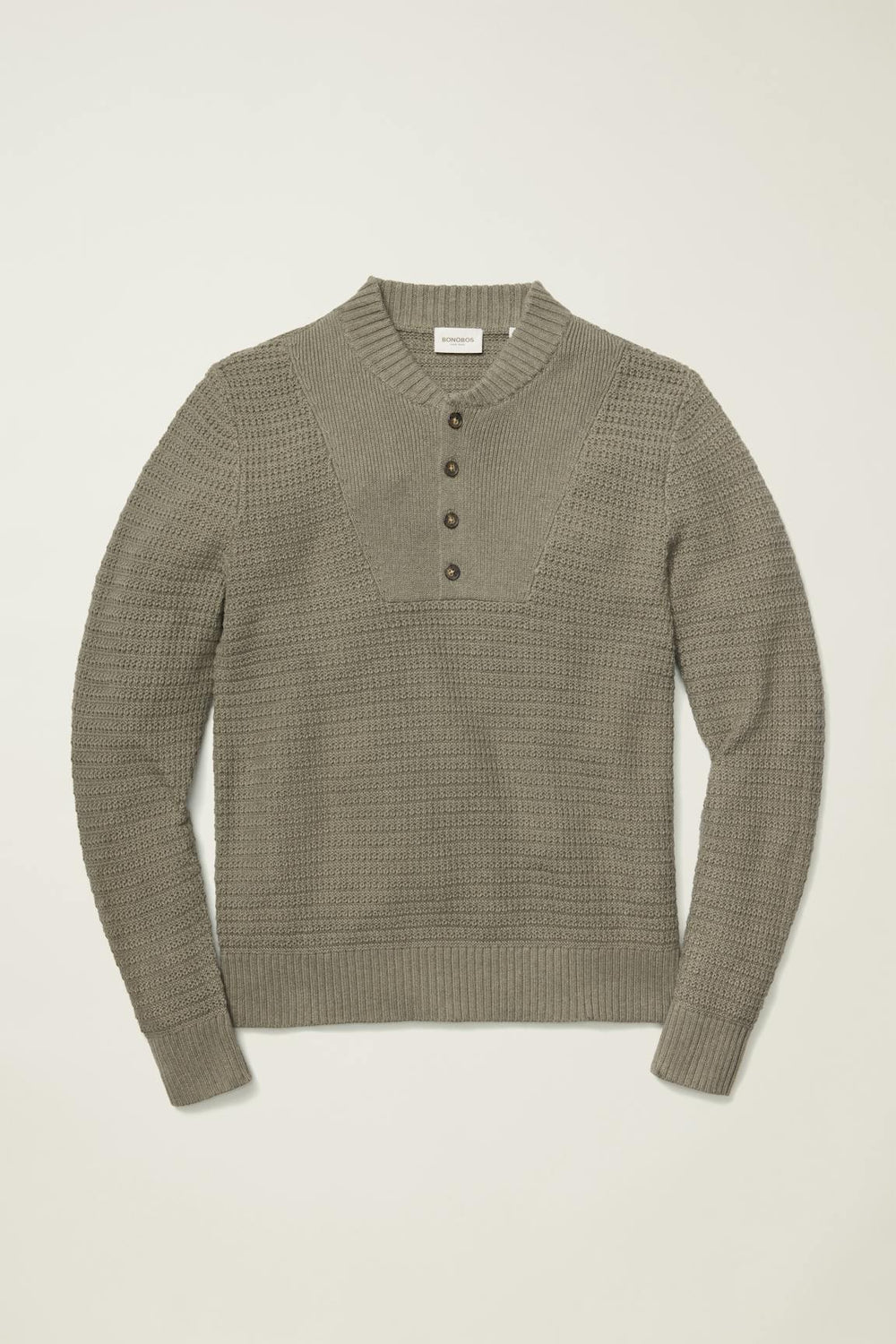 Cotton Cashmere Henley Sweater / Bonobos For Sale