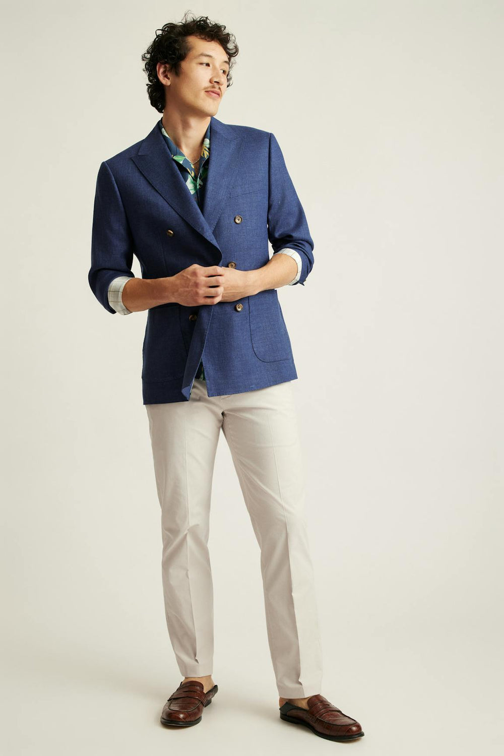 Jetsetter Italian Linen Double Breasted Blazer / Bonobos For Sale
